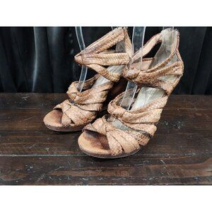 Kenneth Cole "Why Knot" Snake Embossed Leather Wedge Sandals Sz. 6M